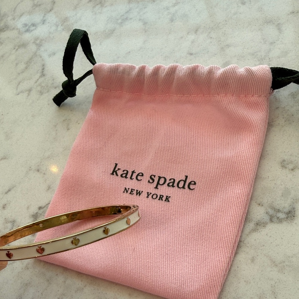 Kate Spade Gold and White Bracelet with Pink Pouch